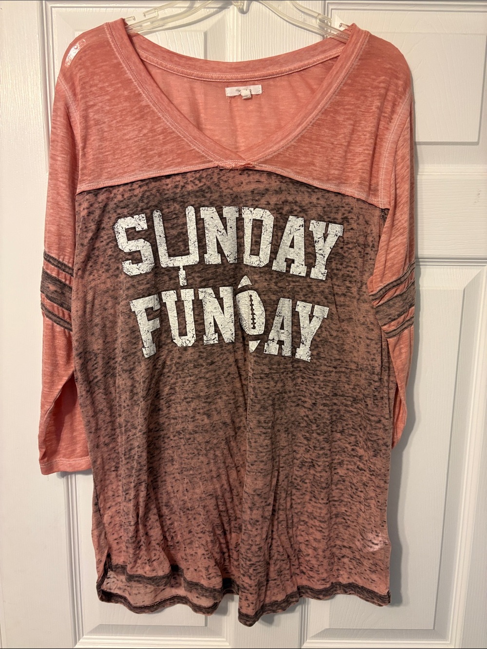 Maurice’s Sunday Funday Pink Burnout Women’s 3/4Sleeve Top